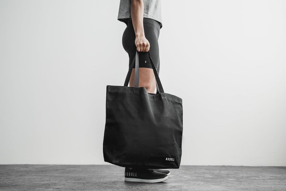 Black Women's Nobull Waxed Canvas Open Top Tote Bags | USA170529