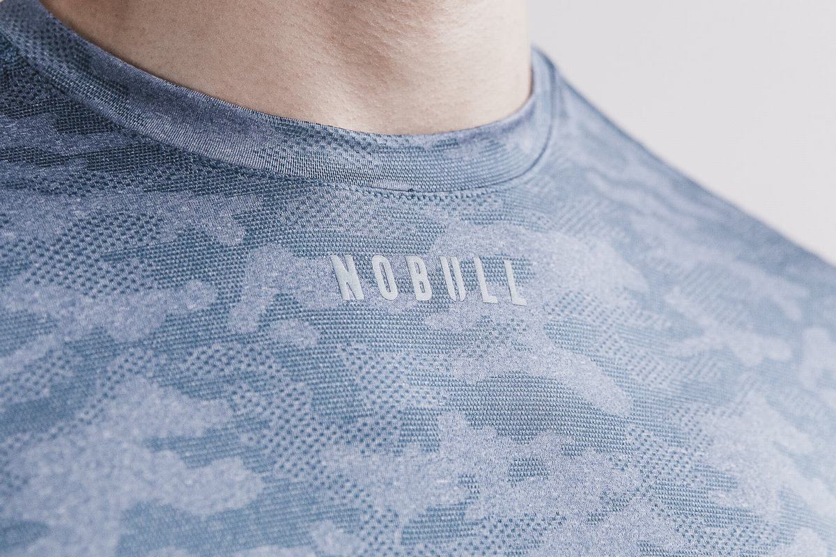 Blue Camo Men's Nobull Lightweight Textured T Shirts | USA308962