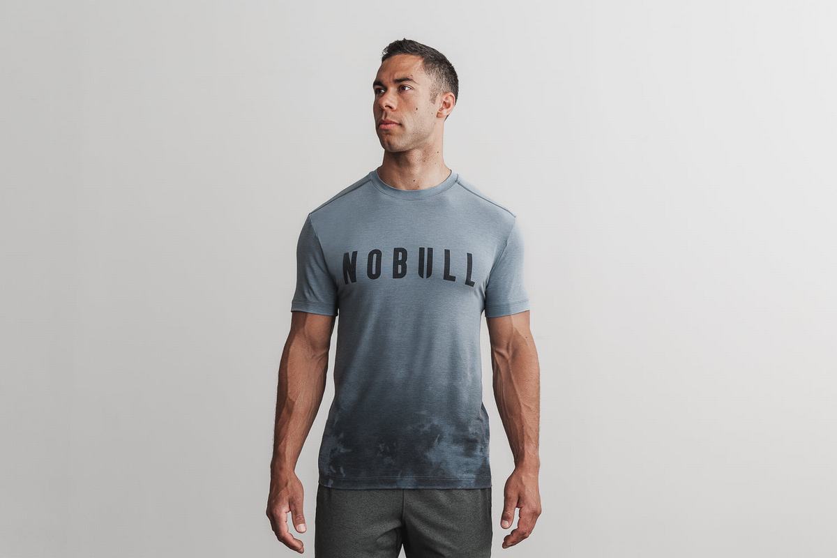 Blue Men\'s Nobull Dip-Dye T Shirts | USA456271