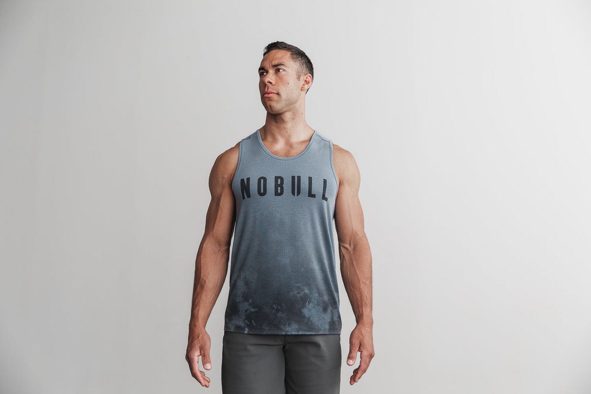 Blue Men's Nobull Dip-Dye Tank Tops | USA751302