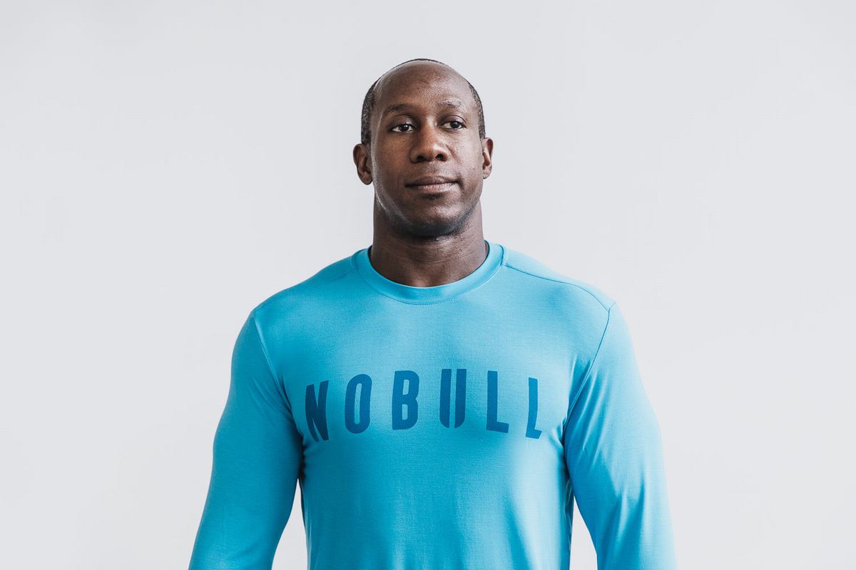 Blue Men's Nobull Long Sleeves | USA932041