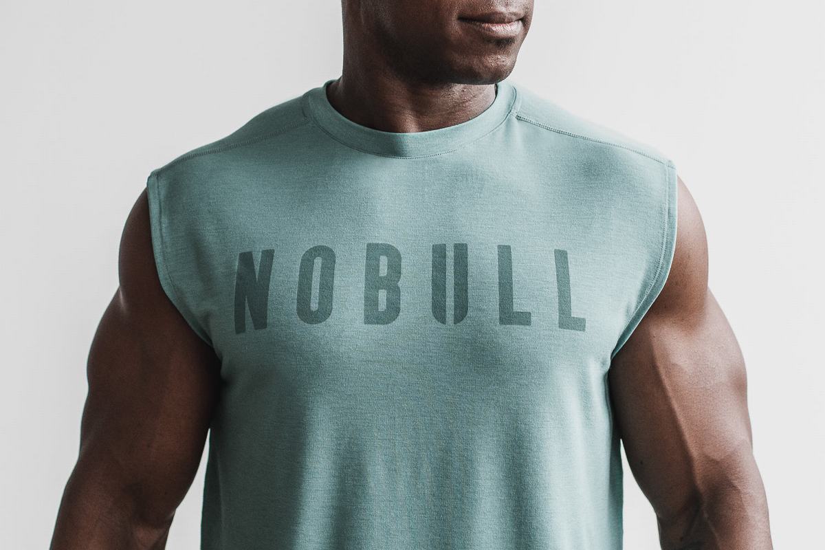 Blue Men's Nobull Sleeveless T Shirts | USA038756