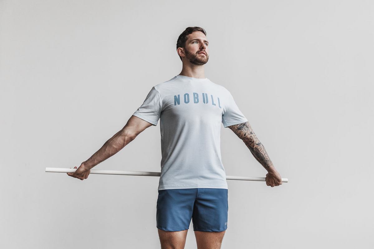 Blue Men's Nobull T Shirts | USA017652