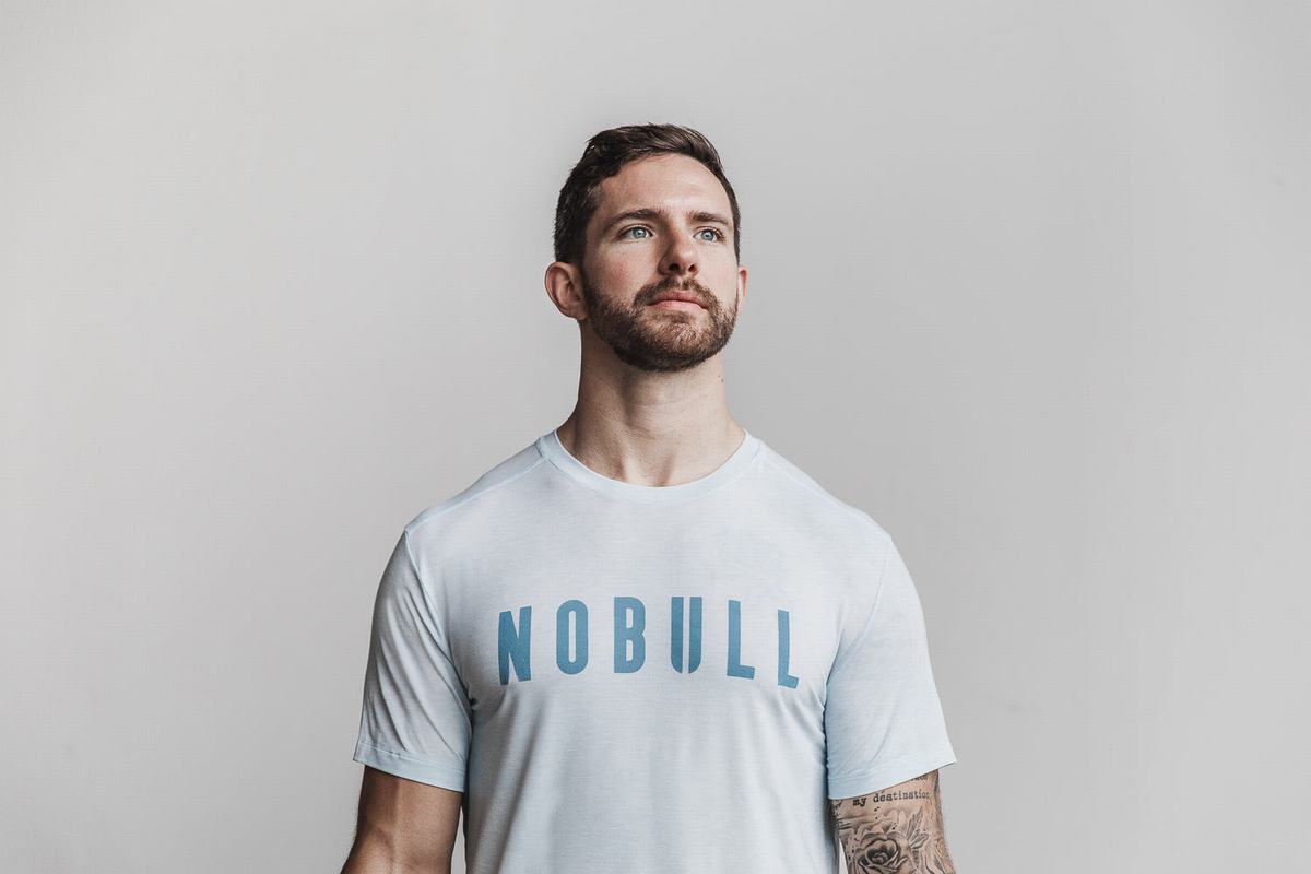 Blue Men\'s Nobull T Shirts | USA017652