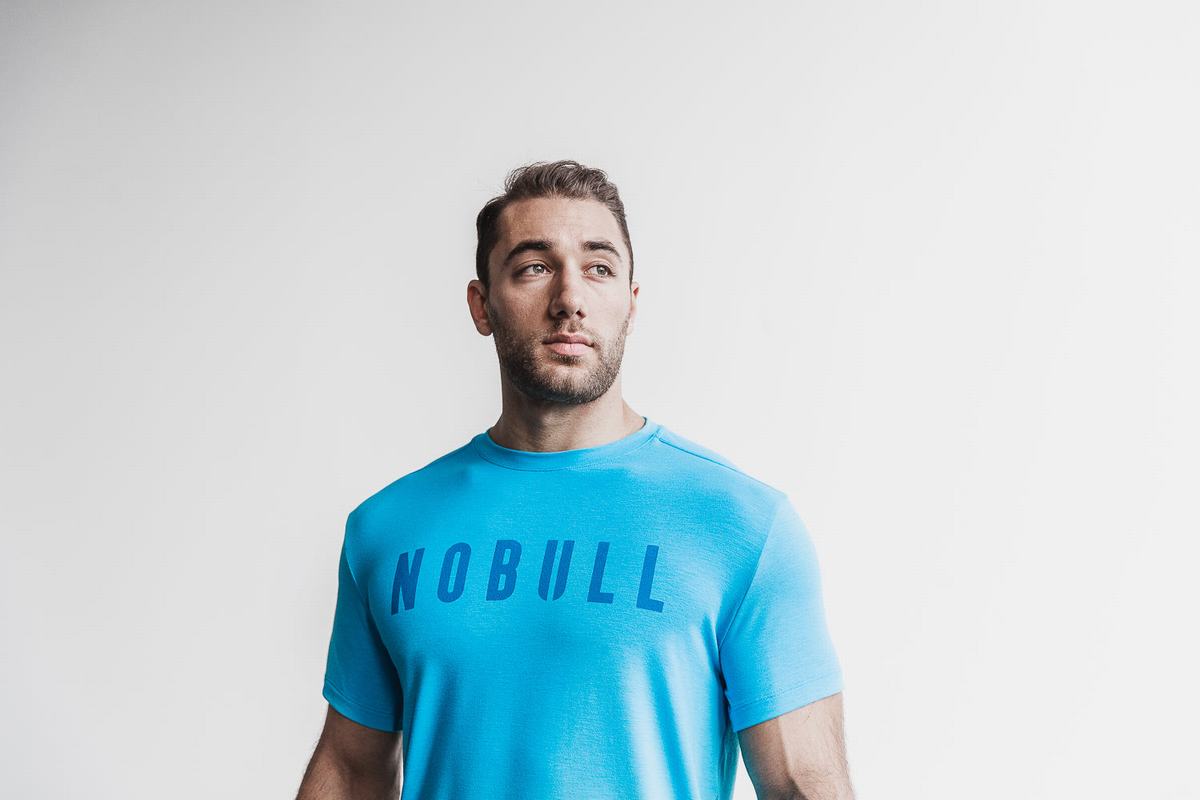 Blue Men\'s Nobull T Shirts | USA234871