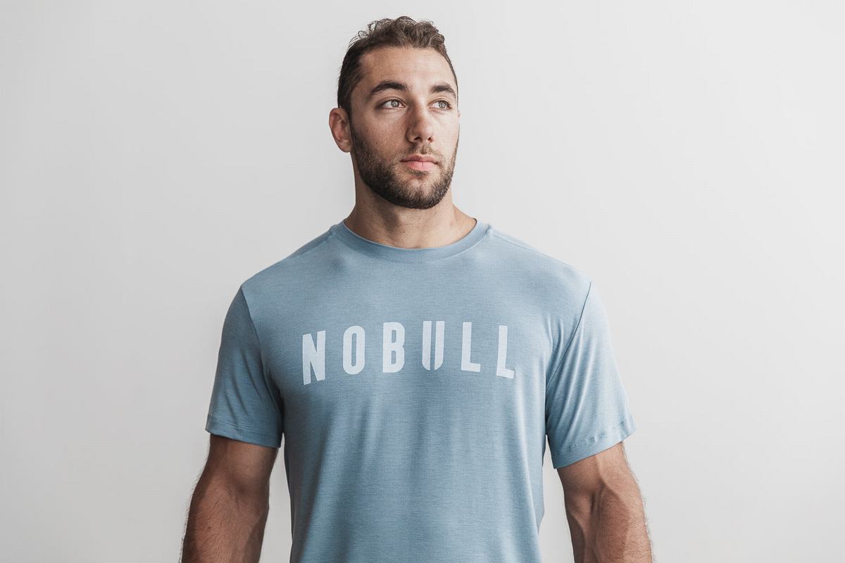 Blue Men's Nobull T Shirts | USA397154