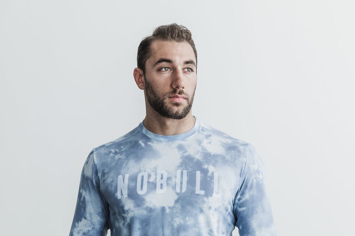 Blue Men's Nobull Tie-Dye Long Sleeves | USA534102