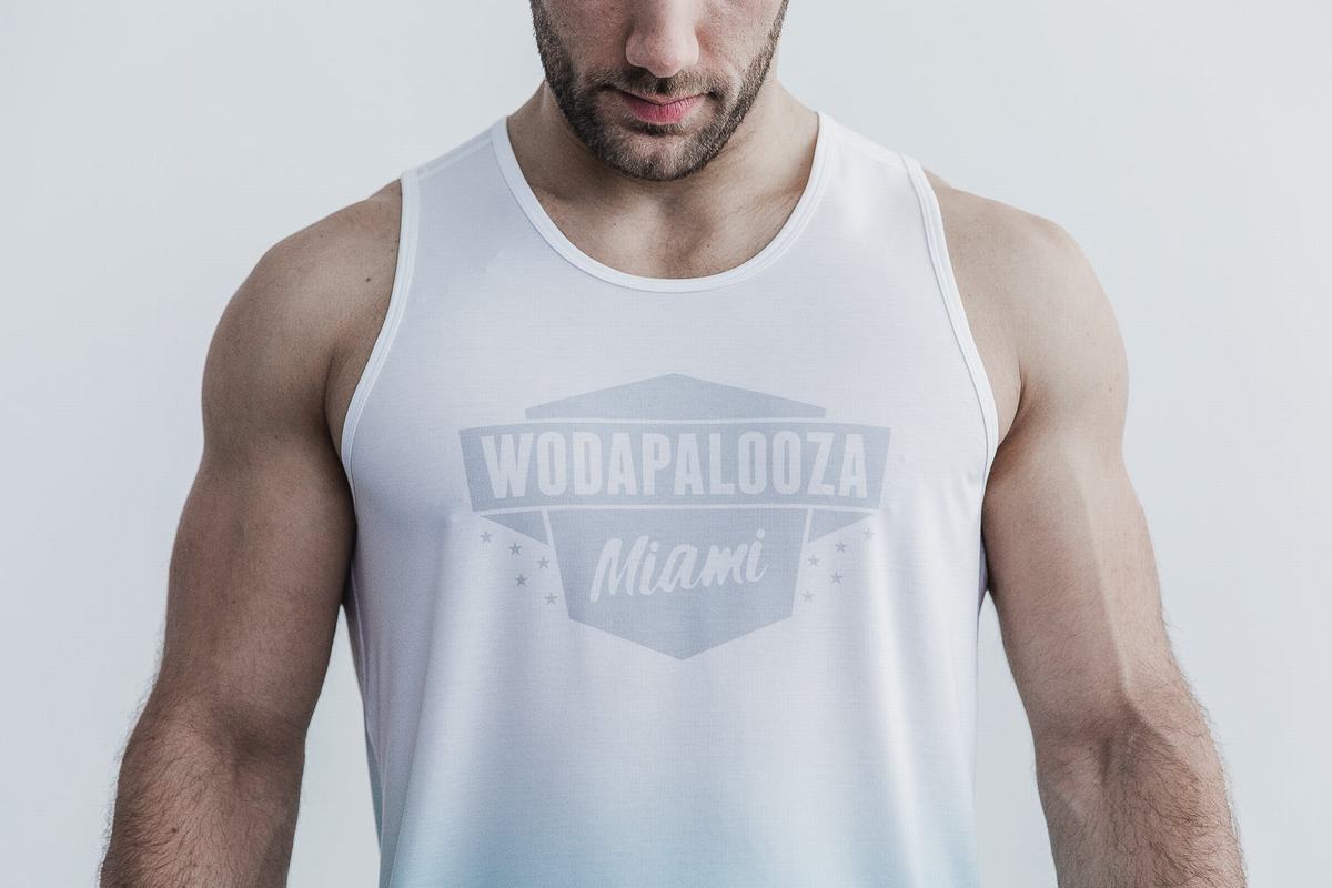 Blue Men's Nobull Wodapalooza Dip-Dye Tank Tops | USA102958