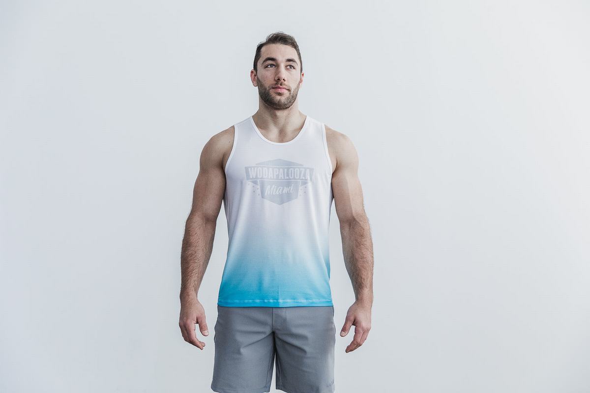 Blue Men's Nobull Wodapalooza Dip-Dye Tank Tops | USA102958