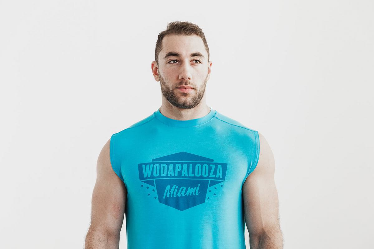 Blue Men's Nobull Wodapalooza Sleeveless T Shirts | USA049123