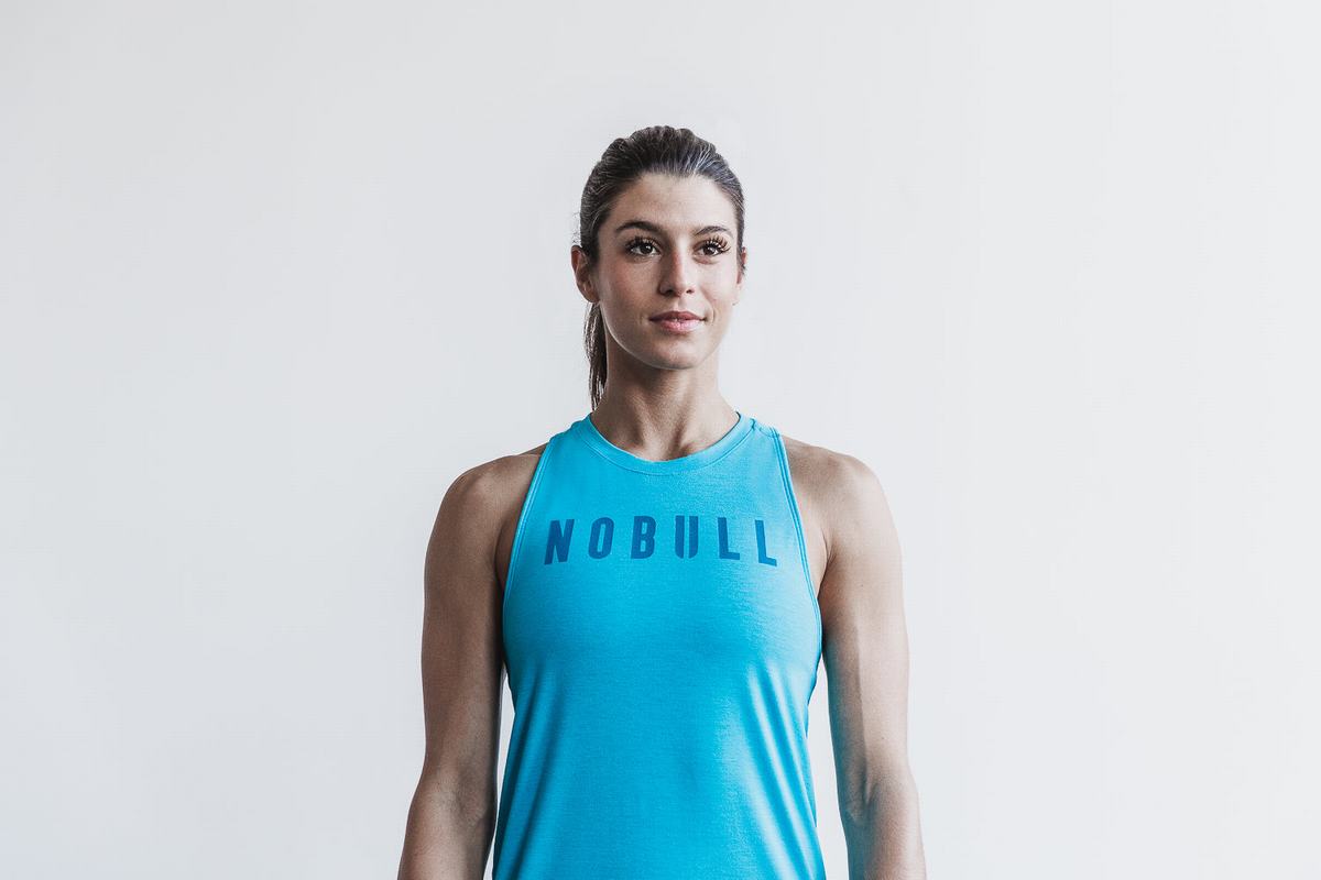 Blue Women's Nobull High-Neck Neon Tank Tops | USA130782