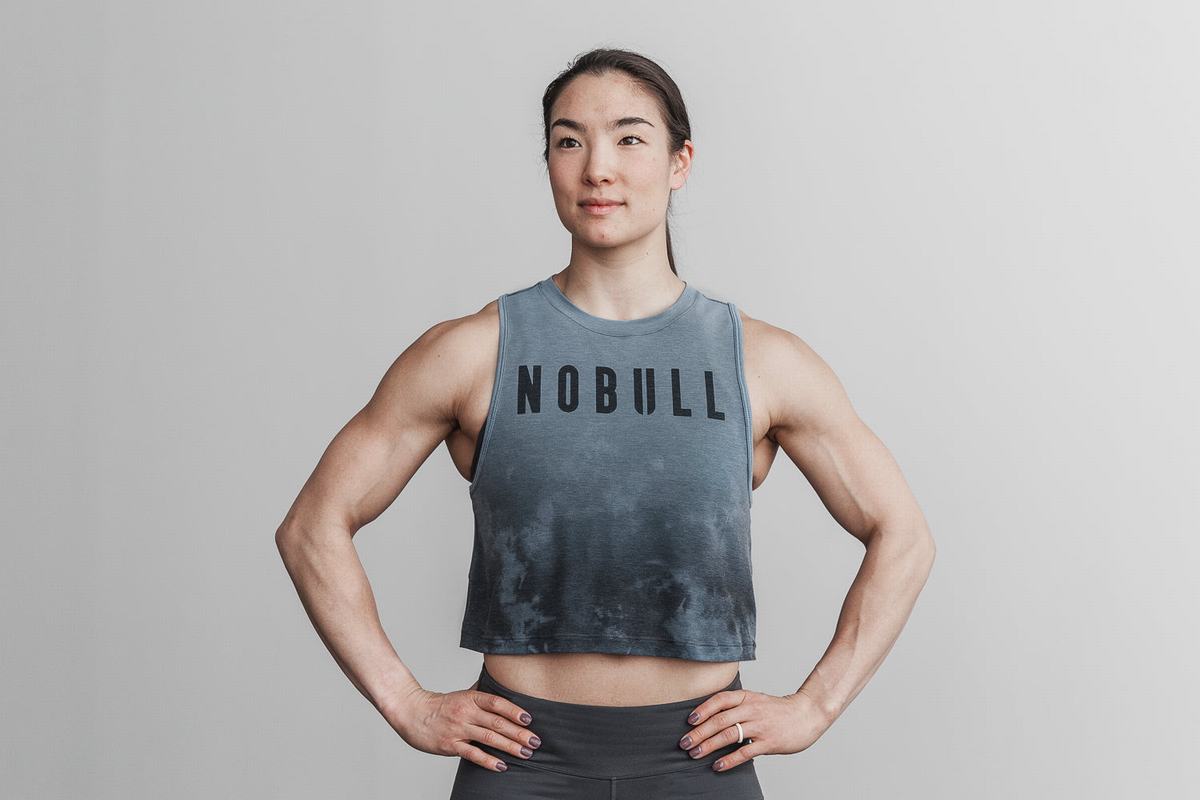 Blue Women's Nobull Muscle Dip-Dye Tank Tops | USA917204