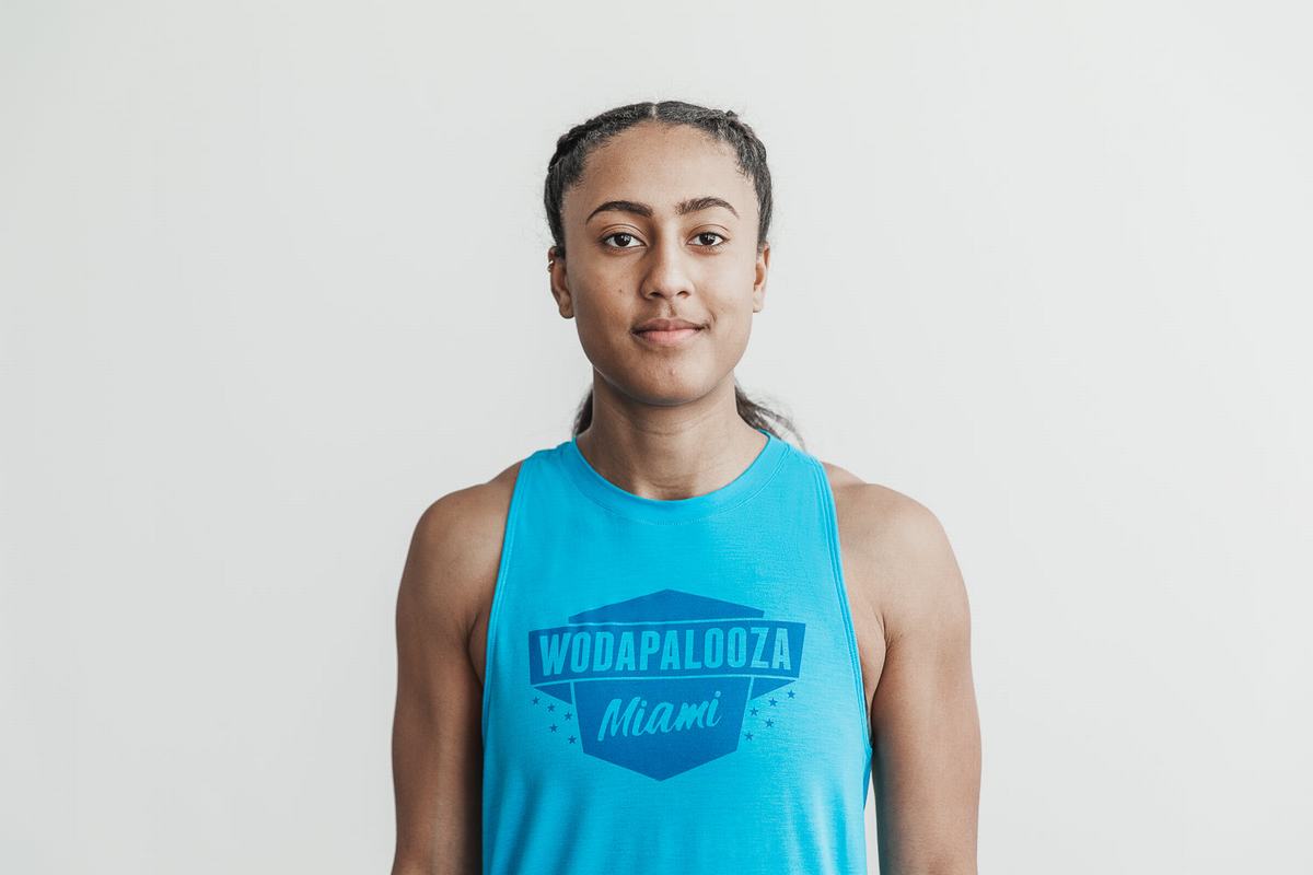 Blue Women\'s Nobull Wodapalooza High-Neck Tank Tops | USA467902