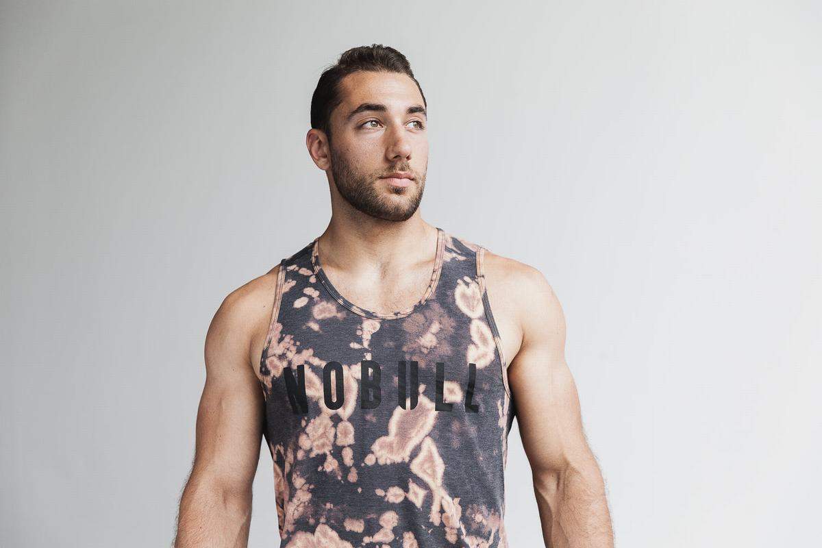 Brown Black Men\'s Nobull Tie-Dye Tank Tops | USA621430