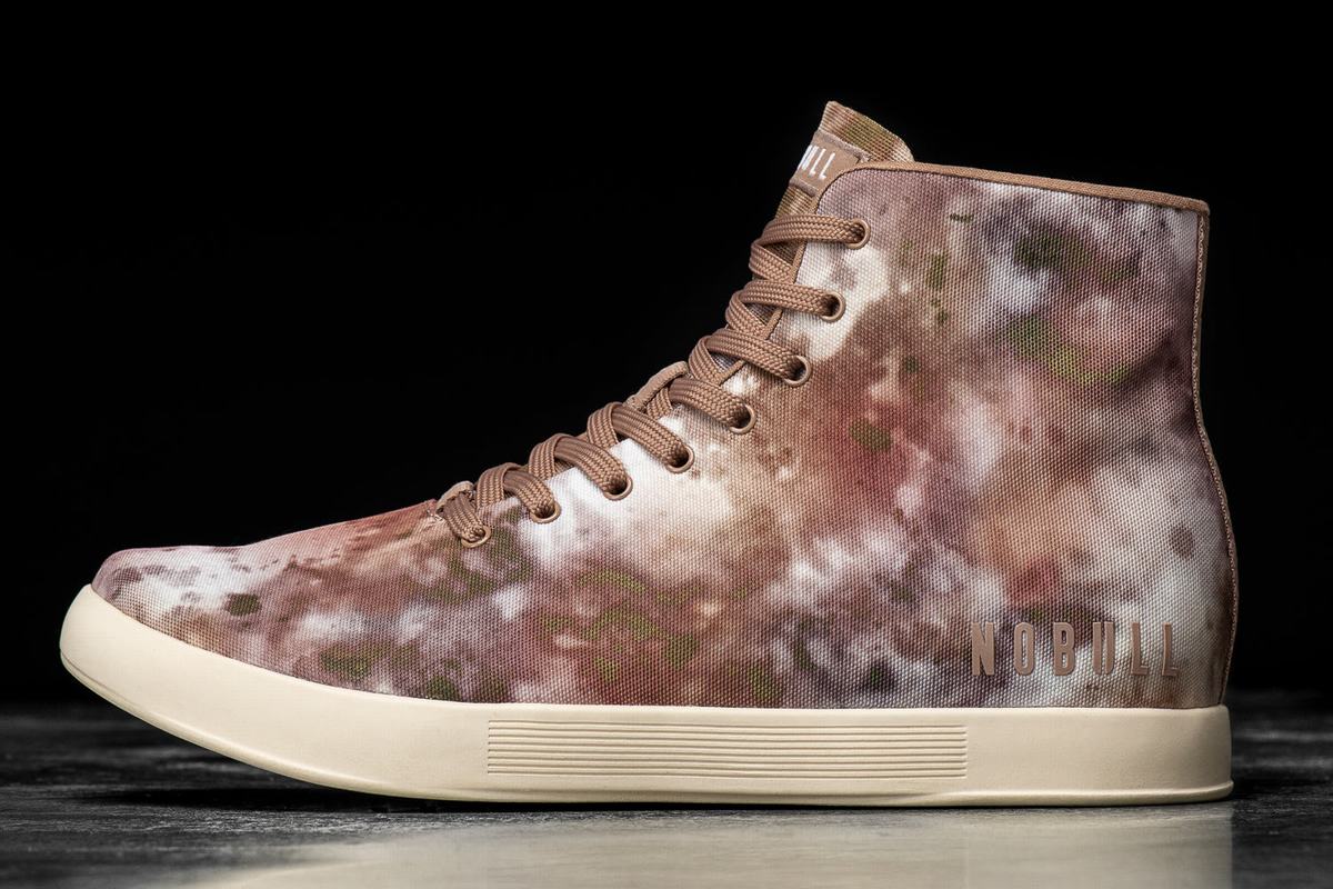 Brown Khaki Men\'s Nobull High-Top Tie-Dye Canvas Trainers | USA192365