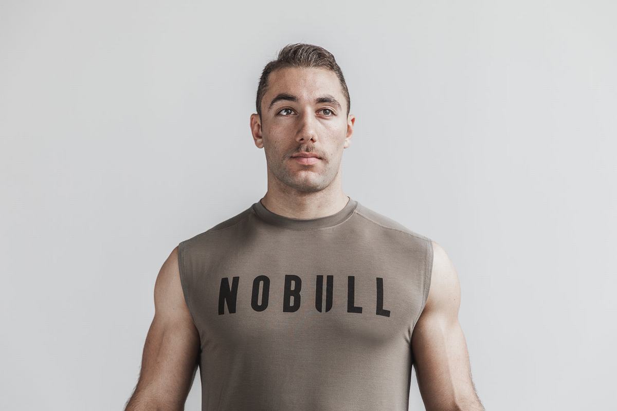 Brown Men's Nobull Sleeveless T Shirts | USA589614