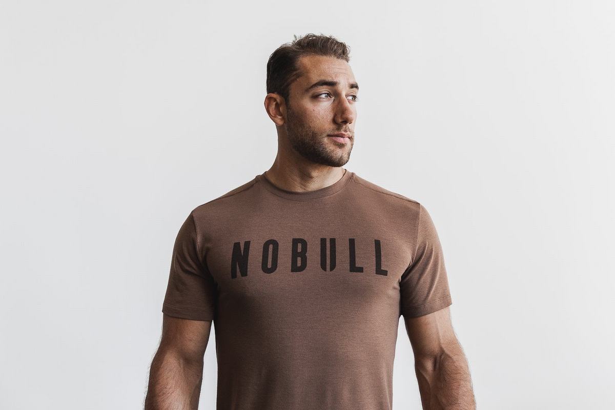 Brown Men's Nobull T Shirts | USA481720