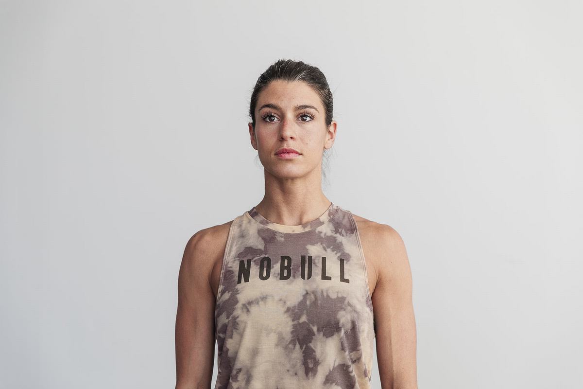 Brown Women's Nobull High-Neck Tie-Dye Tank Tops | USA025718