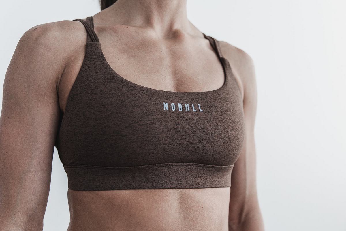 Brown Women's Nobull Plush Heather Sports Bras | USA201857