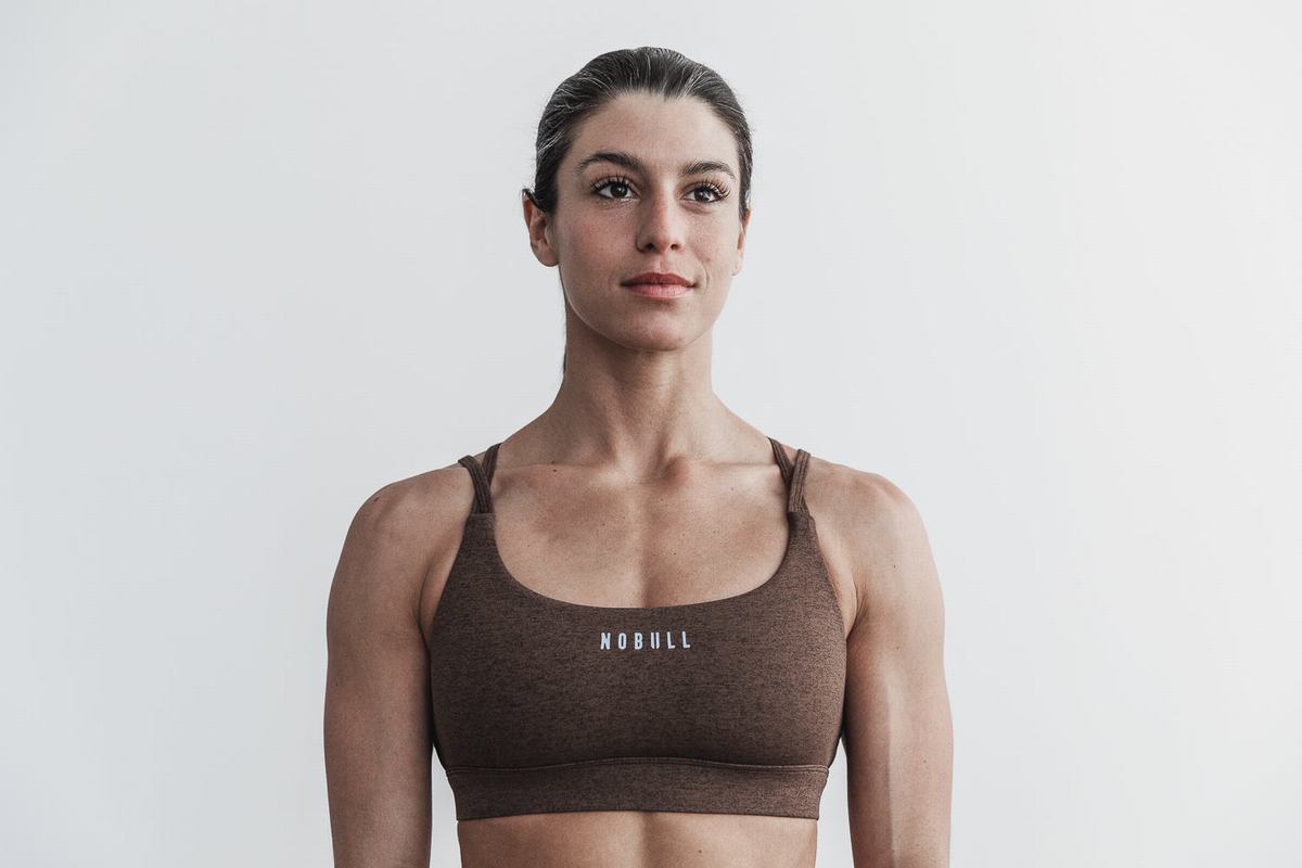 Brown Women\'s Nobull Plush Heather Sports Bras | USA201857