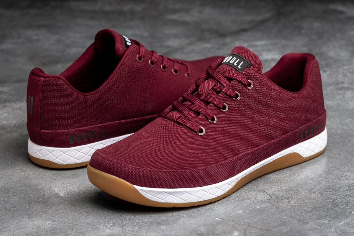 Burgundy Men's Nobull Canvas Trainers | USA468759