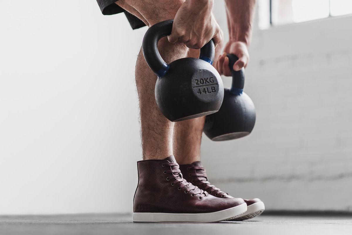 Burgundy Men's Nobull High-Top Leather Trainers | USA169520