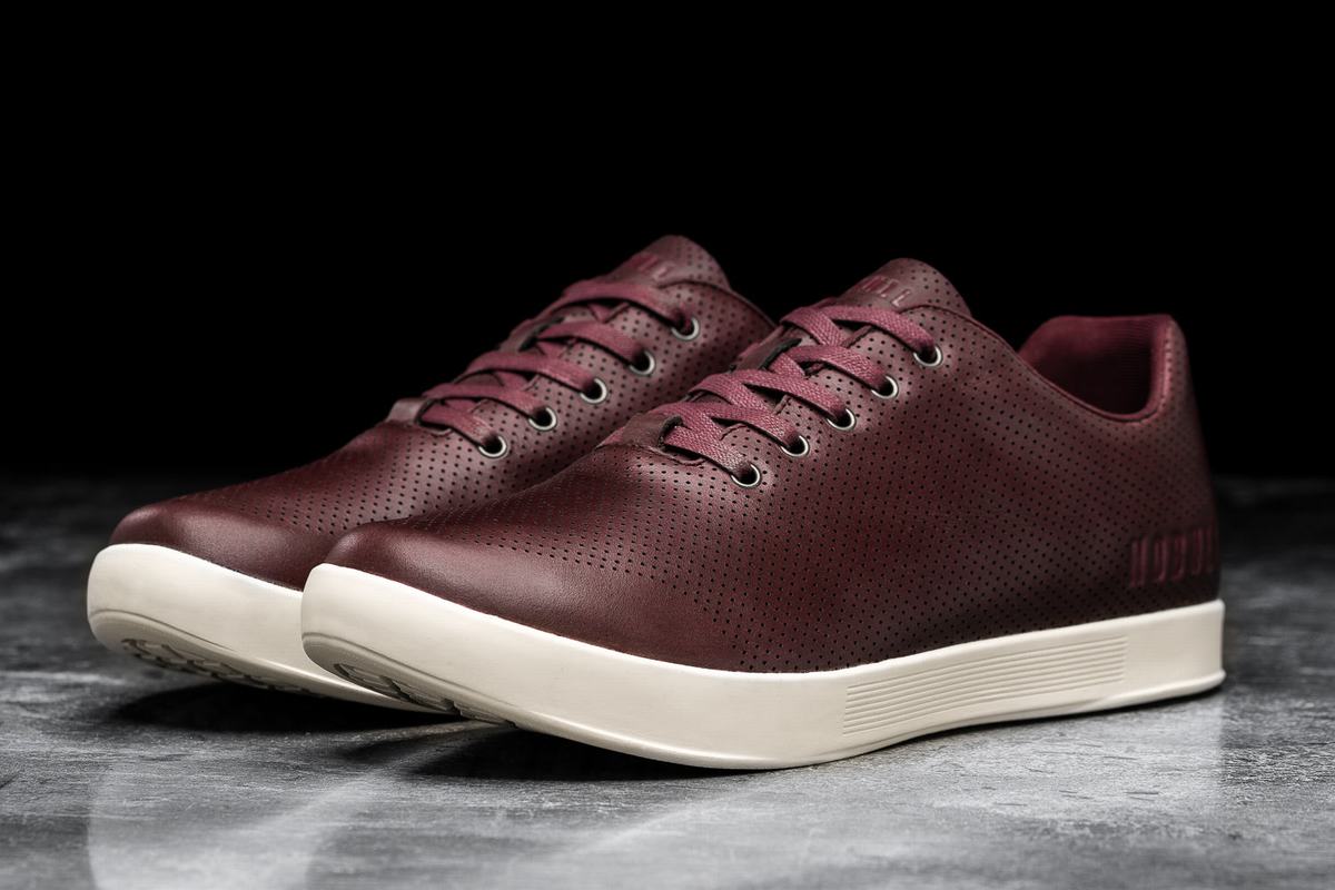 Burgundy Men's Nobull Leather Trainers | USA569182