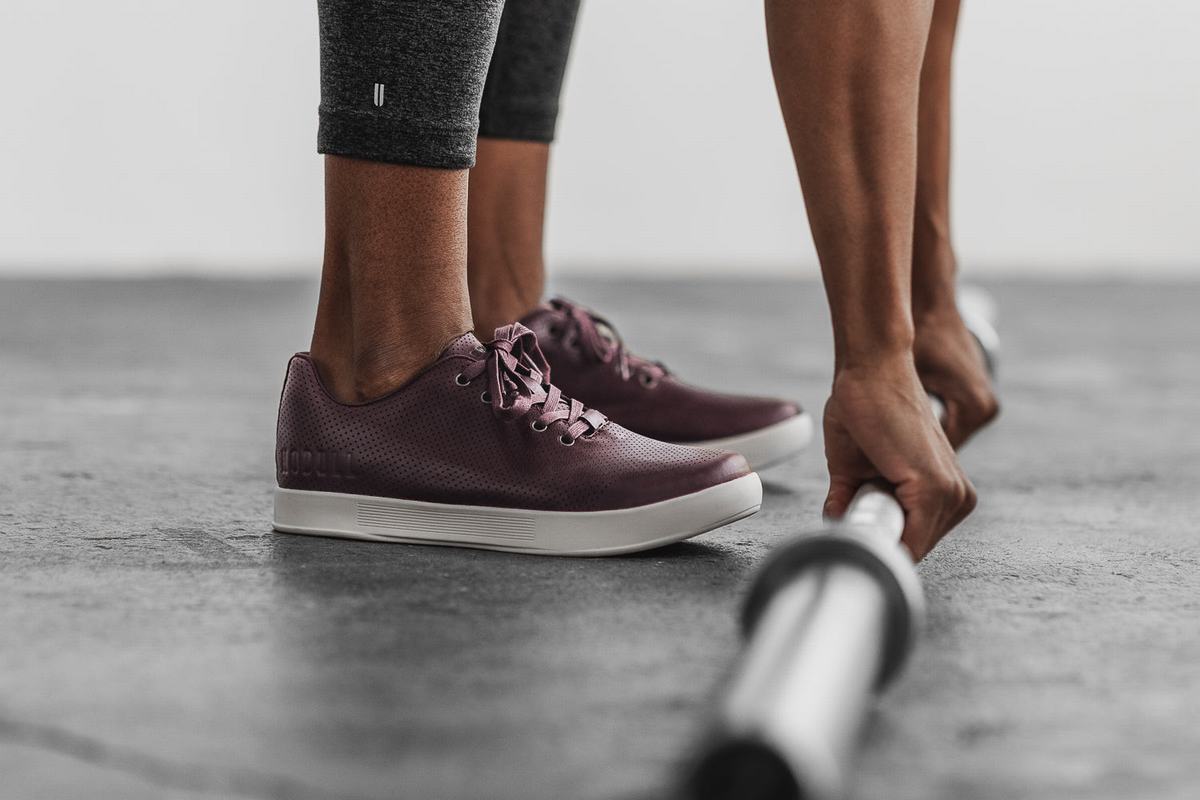 Burgundy Women's Nobull Leather Trainers | USA759208