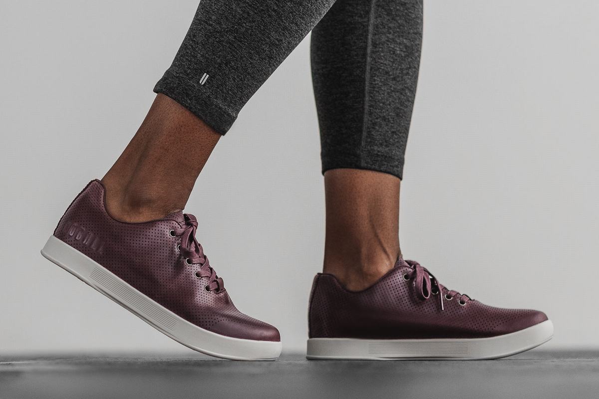 Burgundy Women's Nobull Leather Trainers | USA759208