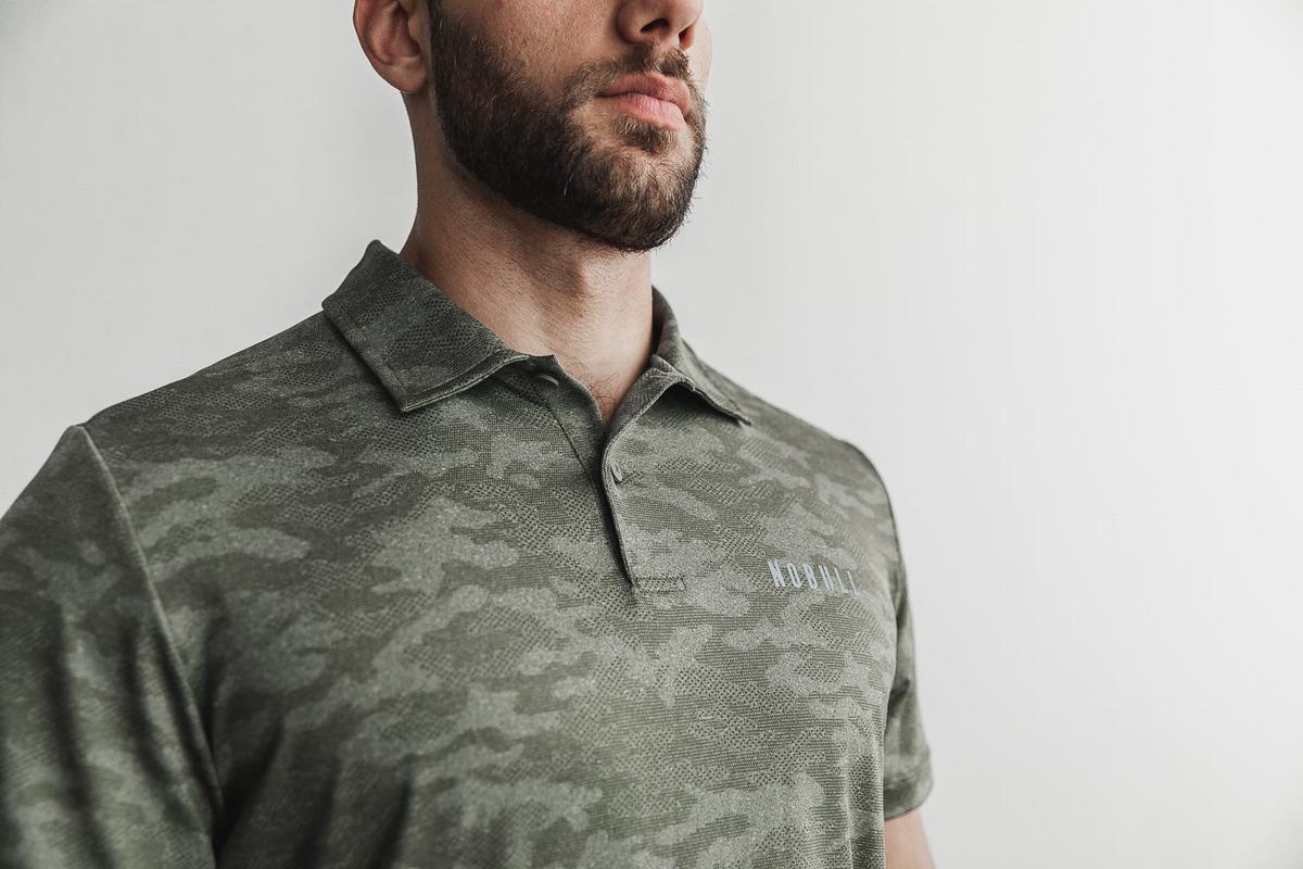 Camo Men's Nobull Lightweight Textured Polo T Shirts | USA615394