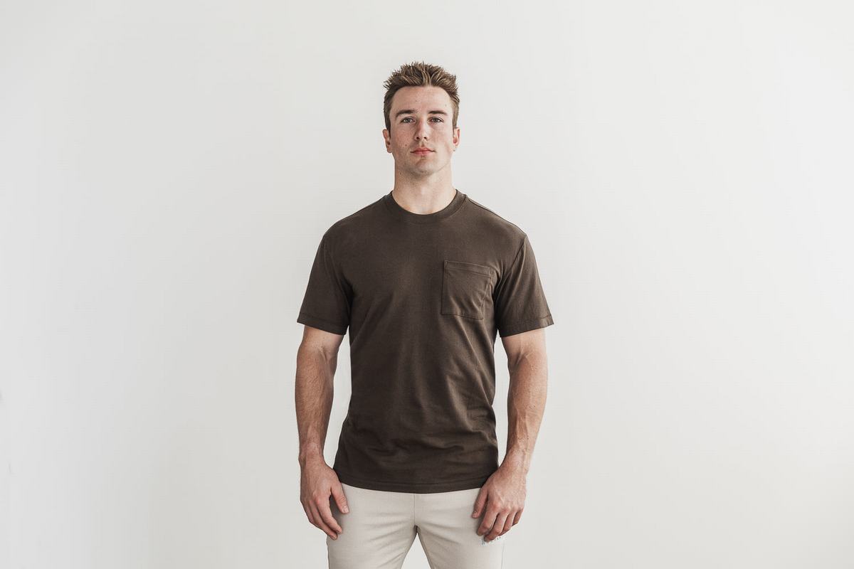 Chocolate Men's Nobull Heavyweight Pocket T Shirts | USA694832