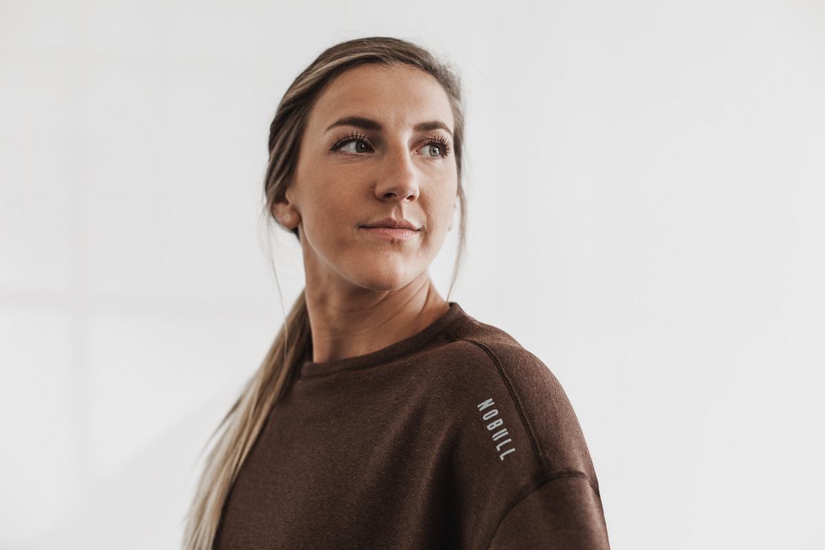 Coffee Women's Nobull Performance Crew Sweatshirts | USA523941