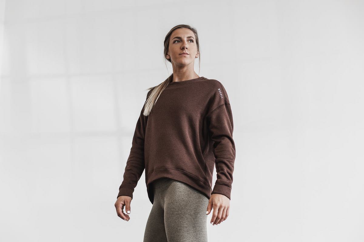 Coffee Women's Nobull Performance Crew Sweatshirts | USA523941