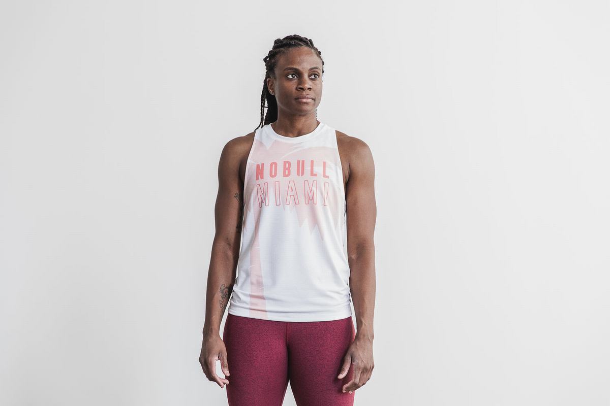 Coral Women's Nobull High-Neck Miami Palm Tank Tops | USA768549