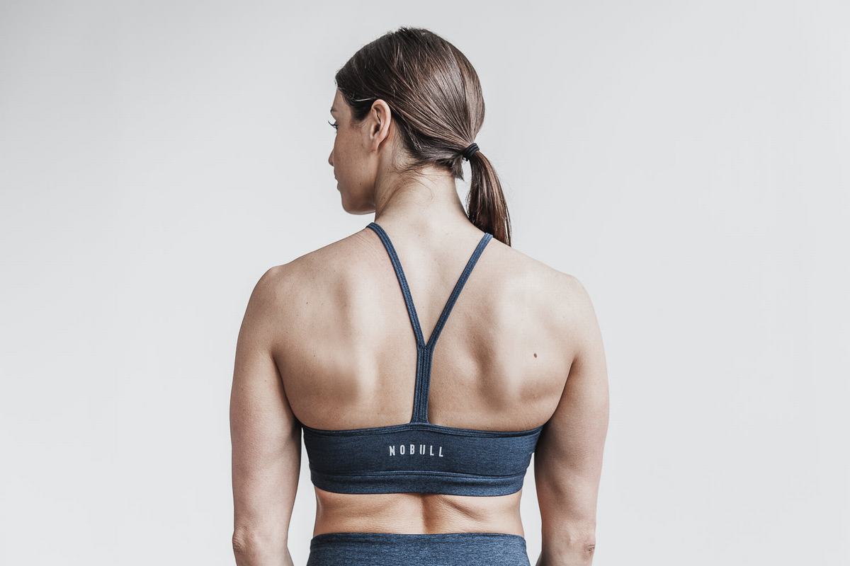 Dark Blue Women's Nobull Halter Matte Sports Bras | USA641073