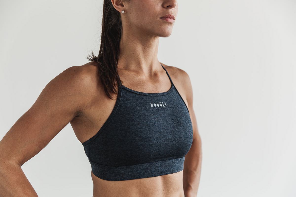 Dark Blue Women's Nobull High-Neck Matte Sports Bras | USA740526