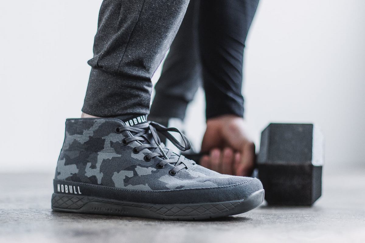 Dark Camo Men's Nobull Canvas Mid Trainers | USA390274