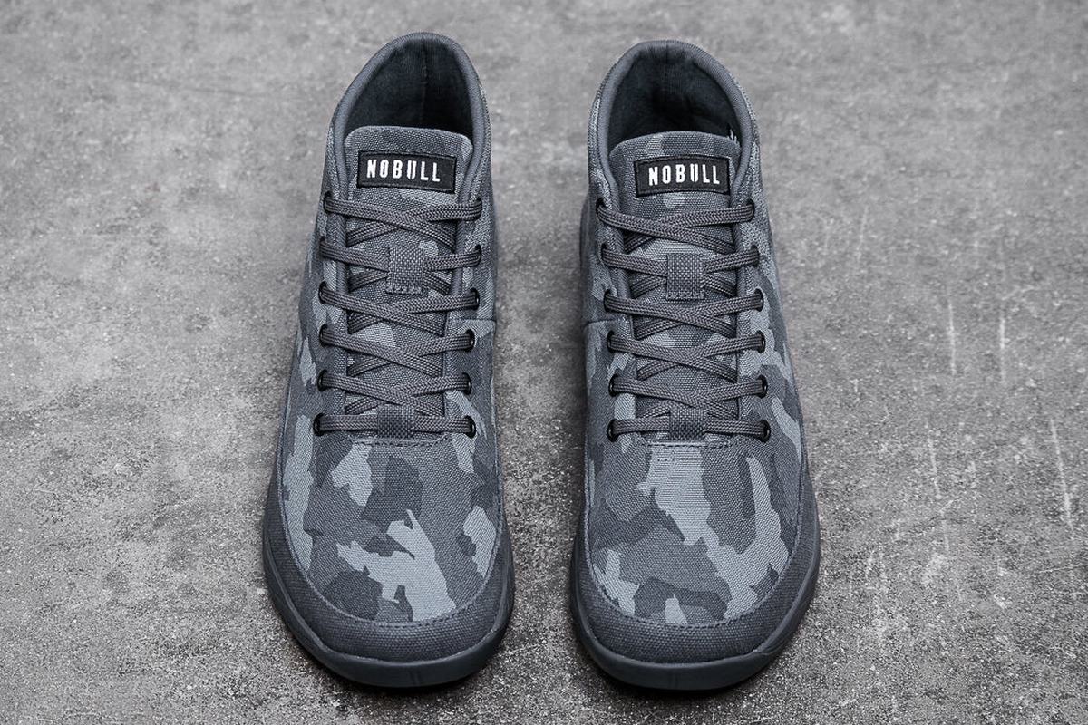 Dark Camo Men's Nobull Canvas Mid Trainers | USA390274