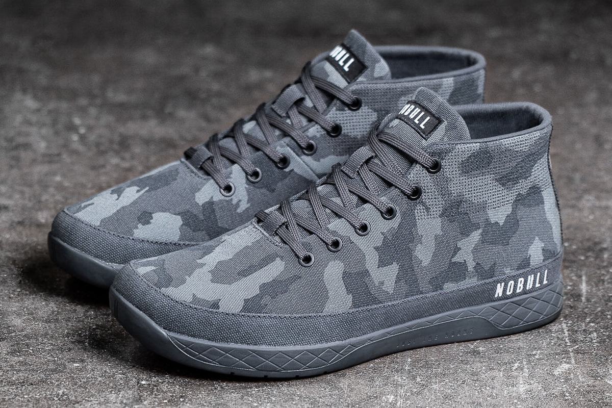 Dark Camo Men's Nobull Canvas Mid Trainers | USA390274