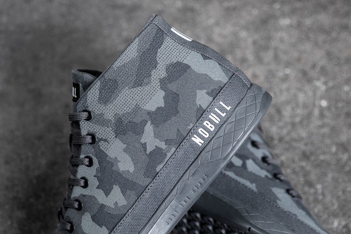 Dark Camo Men's Nobull Canvas Mid Trainers | USA390274