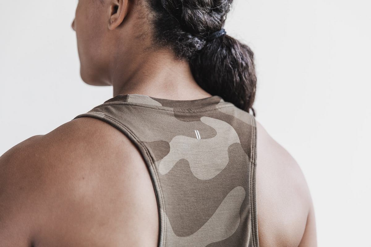 Dark Camo Women's Nobull High-Neck Tank Tops | USA079823