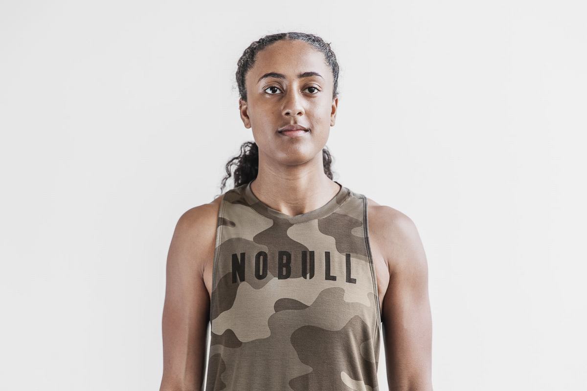 Dark Camo Women\'s Nobull High-Neck Tank Tops | USA079823