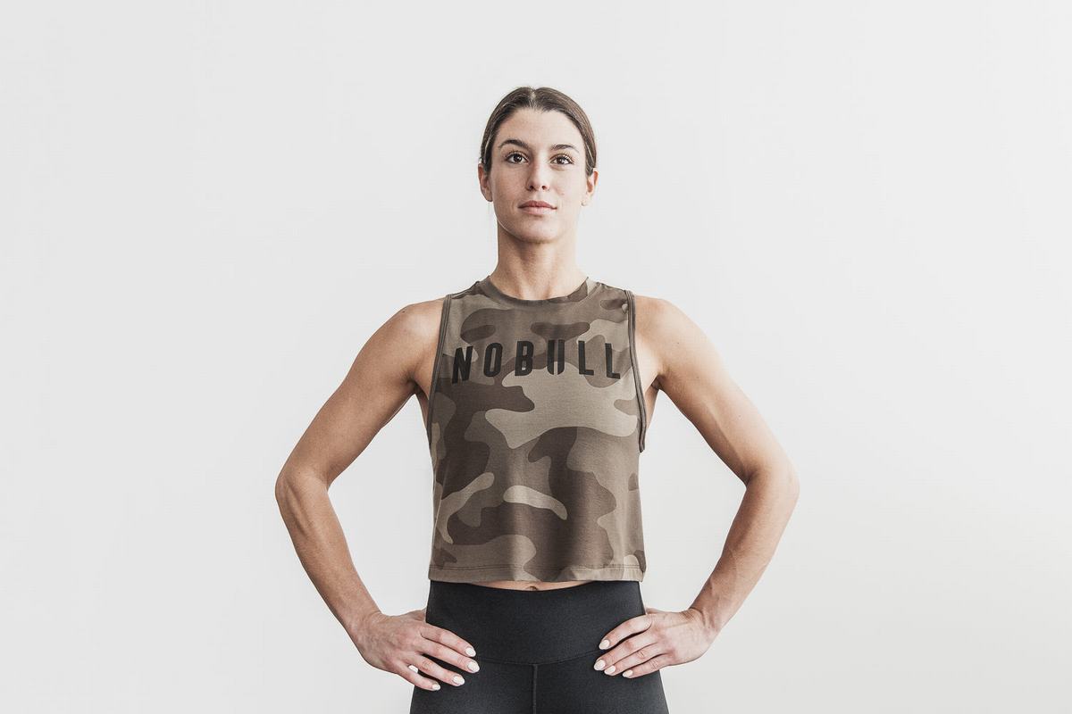 Dark Camo Women\'s Nobull Muscle Tank Tops | USA804691