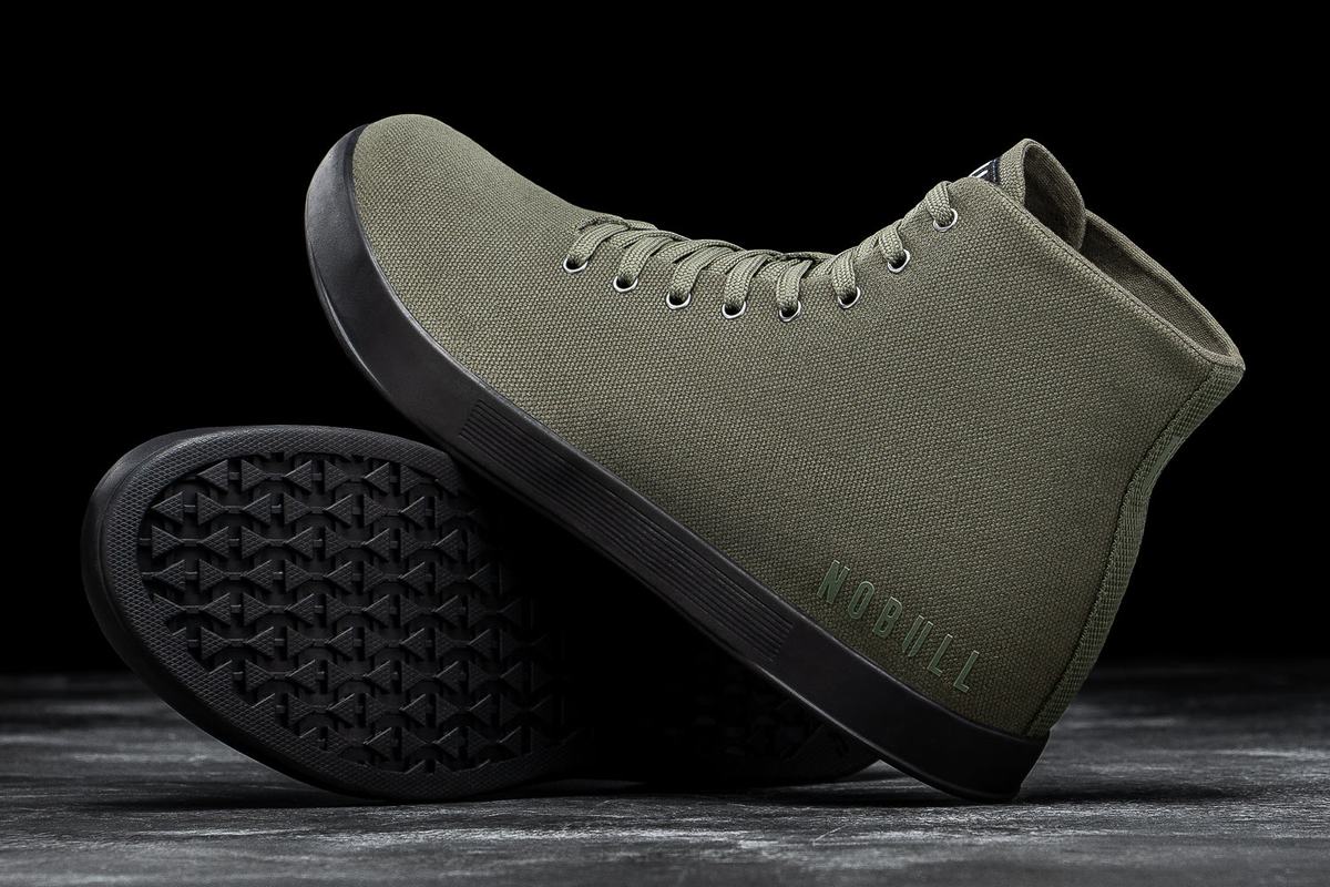 Dark Green Black Men's Nobull High-Top Canvas Trainers | USA721480