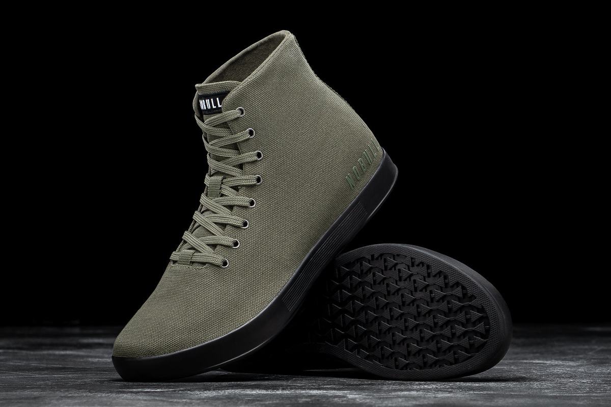 Dark Green Black Men's Nobull High-Top Canvas Trainers | USA721480