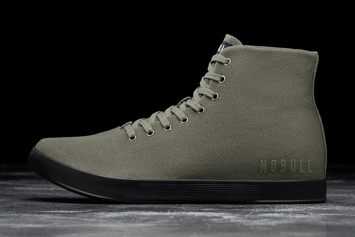 Dark Green Black Men\'s Nobull High-Top Canvas Trainers | USA721480