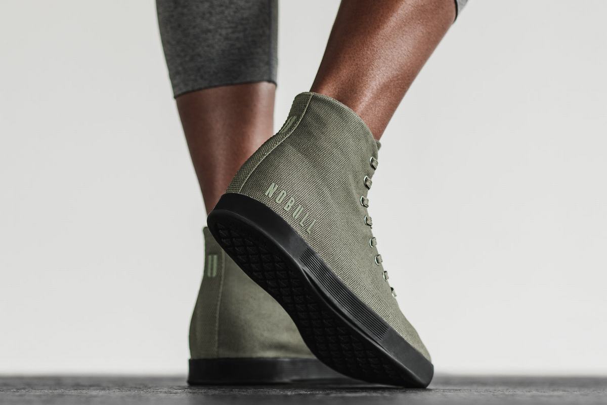 Dark Green Black Women's Nobull High-Top Canvas Trainers | USA495276