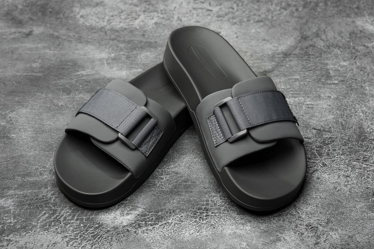 Dark Grey Men's Nobull Adjustable Slides | USA348156