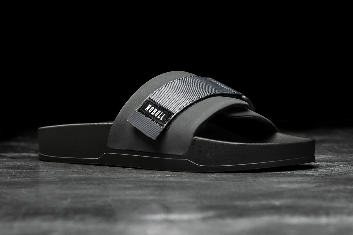 Dark Grey Men\'s Nobull Adjustable Slides | USA348156