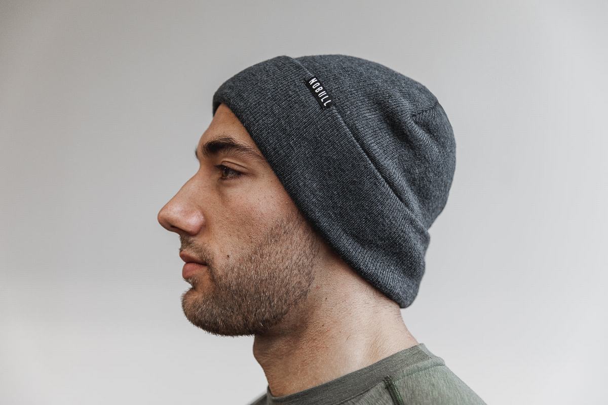 Dark Grey Men\'s Nobull Cuffed Beanie | USA036582